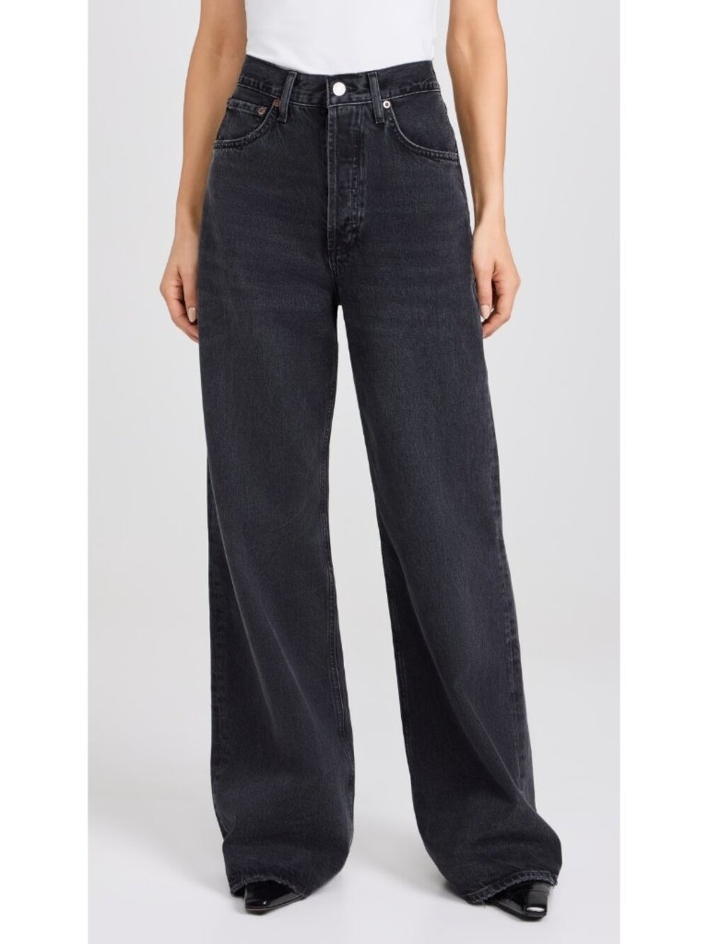 NWT AGOLDE Dame in Hitch High Rise Wide Leg Relaxed Rigid Denim Jeans 25